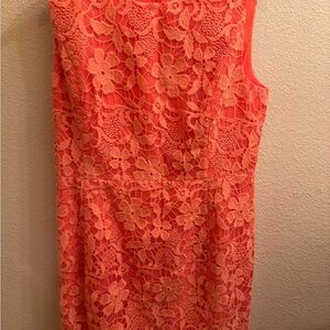 Badgley Mischka Coral Lace Midi Dress